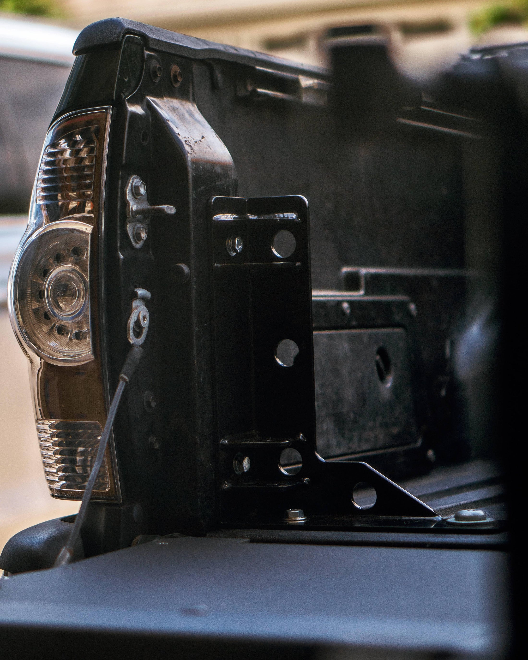 a close up of a camera on a vehicle