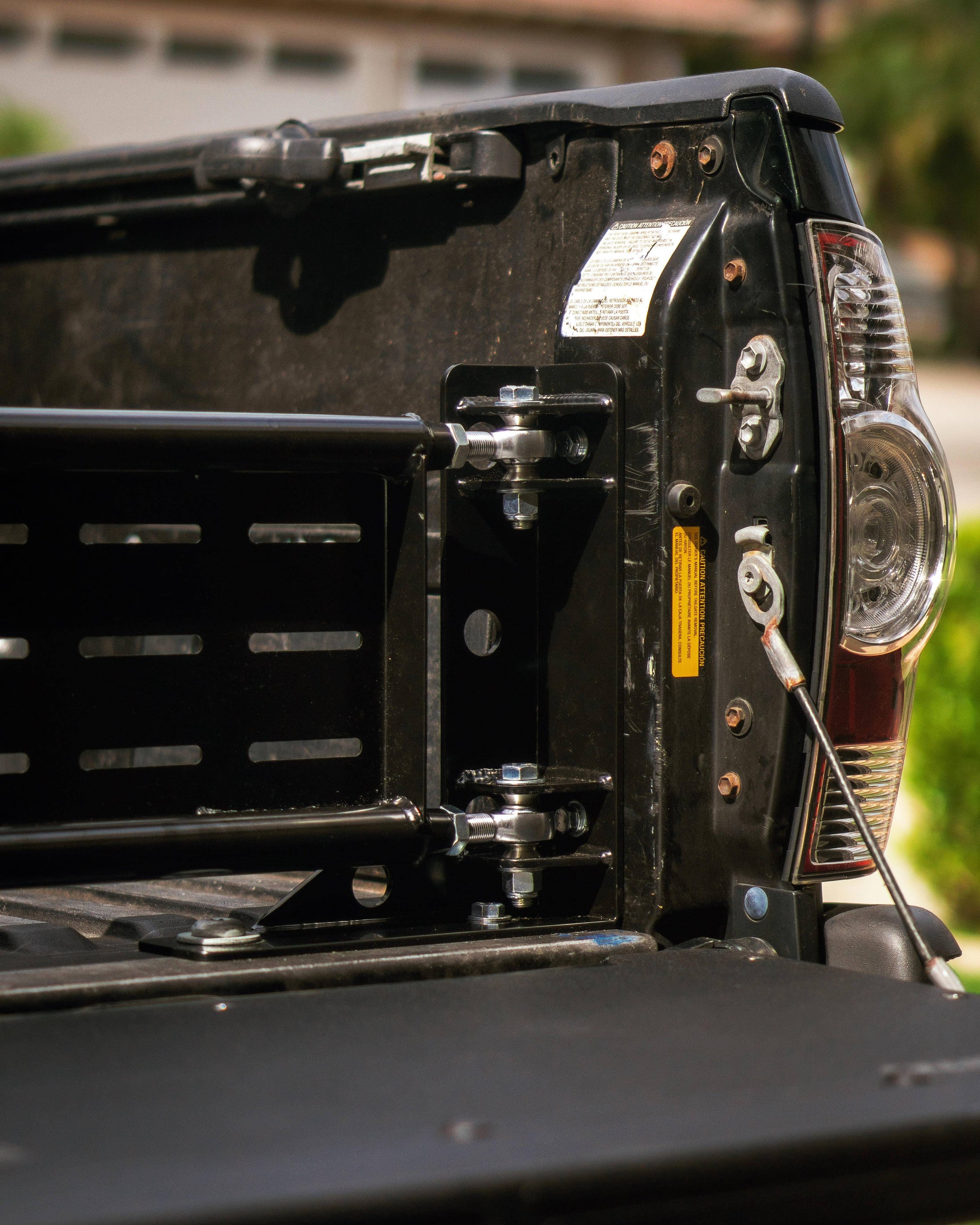 a close up of a truck's rear end