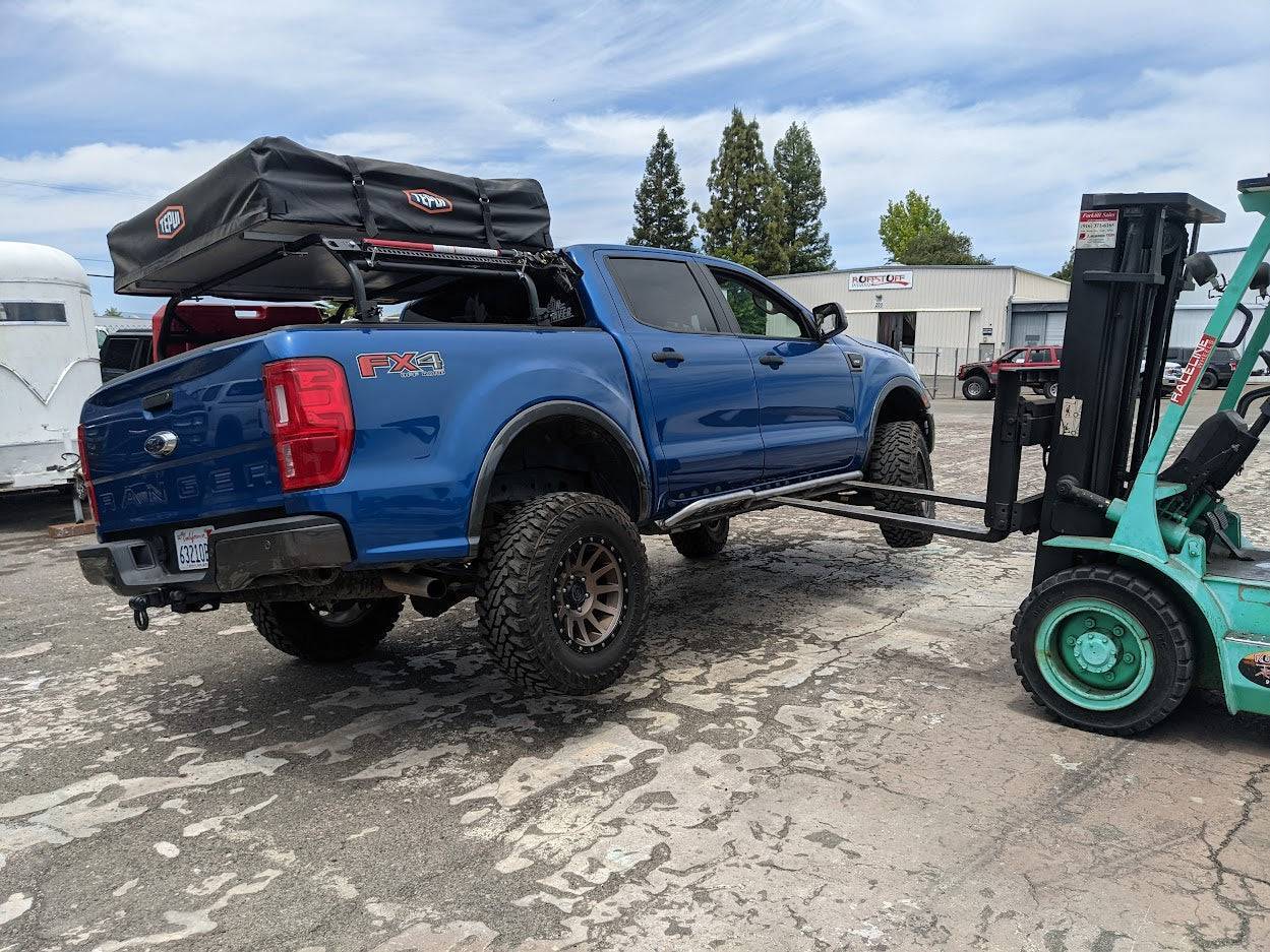 rock sliders lifted  with a fork lift